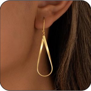 14K Gold Plated Dangle Earrings for Women,Trendy Leverback Drop Dangle Earrings Twisted Spiral Teardrop Rhombus Heart Dangle Earring for Women Dainty Fashion Jewelry Gifts