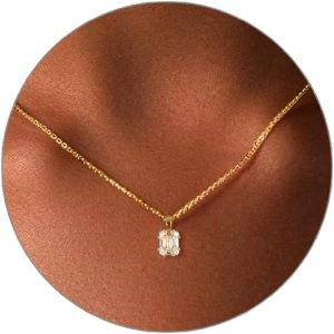 Diamond Pendant Gold Necklace for Women,Dainty 18k Gold Plated Choker Necklaces Simple Gold Jewelry Gifts for Women Girls