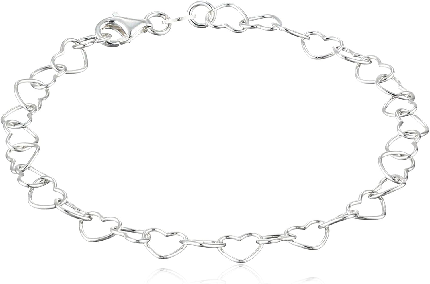 Sterling Silver 5.3mm Heart-Link Bracelet