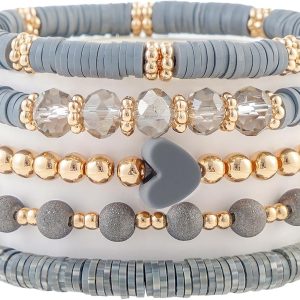 Beaded Stretch Bracelets for Women Stackable Polymer Clay Bea Bracelets Frienhip Boho Summer Beach Bracelet Jewelry Set