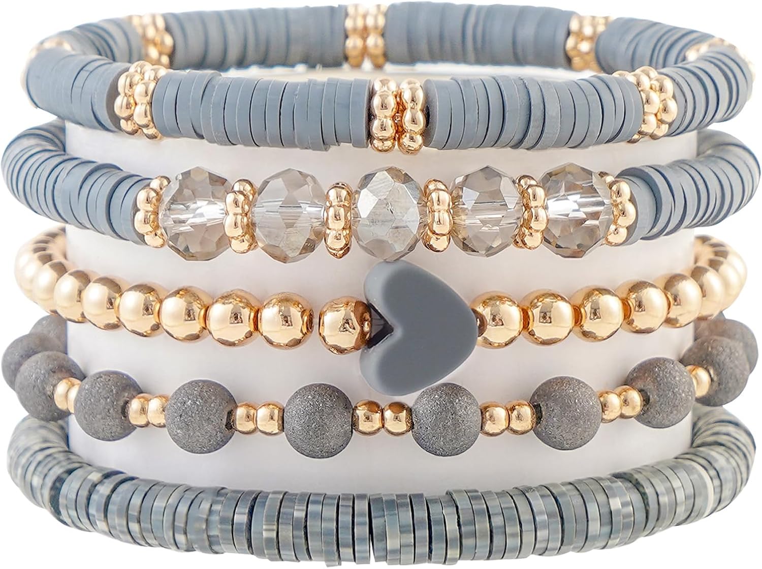 Beaded Stretch Bracelets for Women Stackable Polymer Clay Bea Bracelets Frienhip Boho Summer Beach Bracelet Jewelry Set