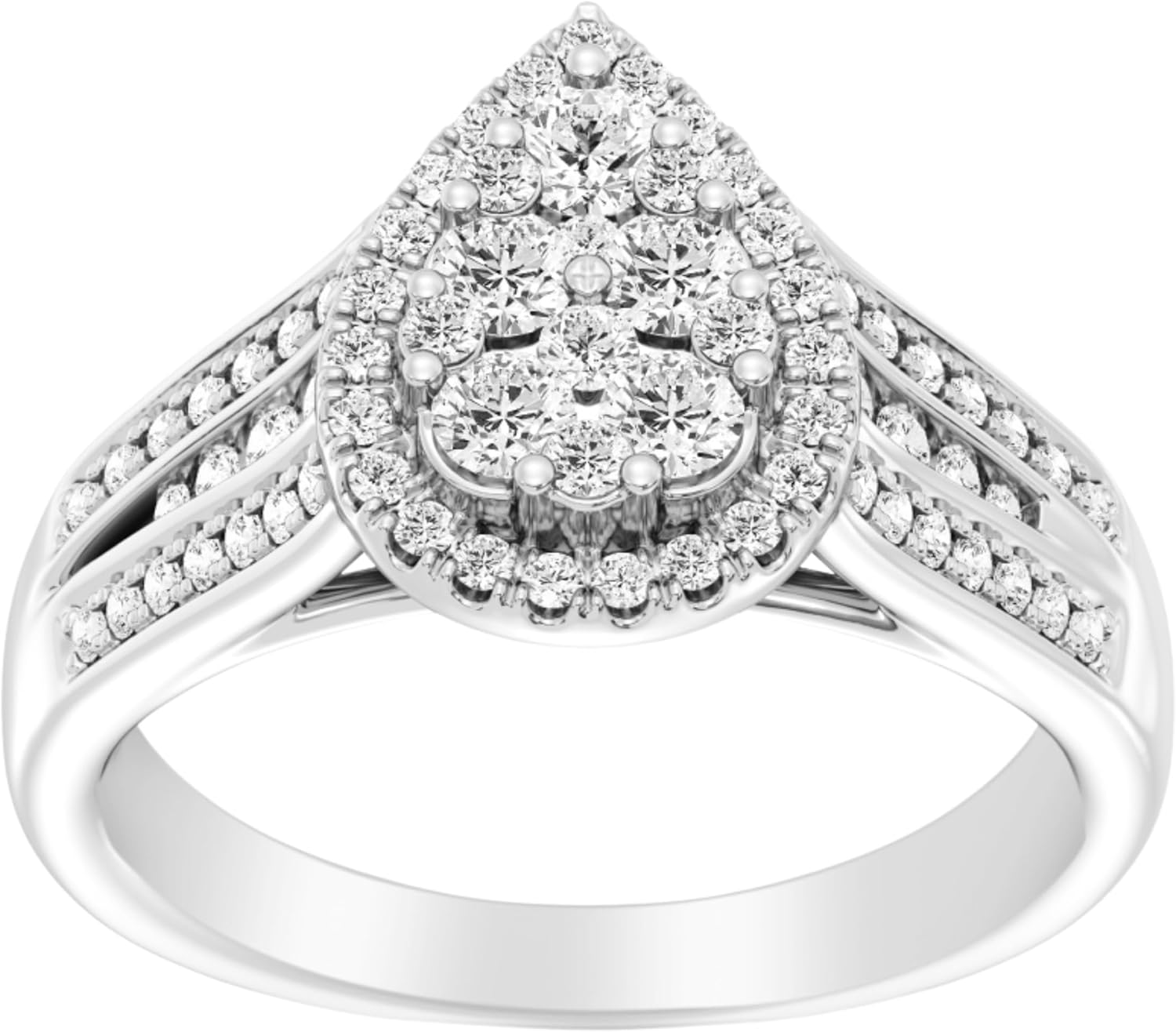 GILDED Women's Lab-Grown Diamond Engagement Ring, 1ct/0.75ct/0.5ct | Pear, Round, Square & Oval Cuts | 925 Sterling Silver or 14K Gold-Plated