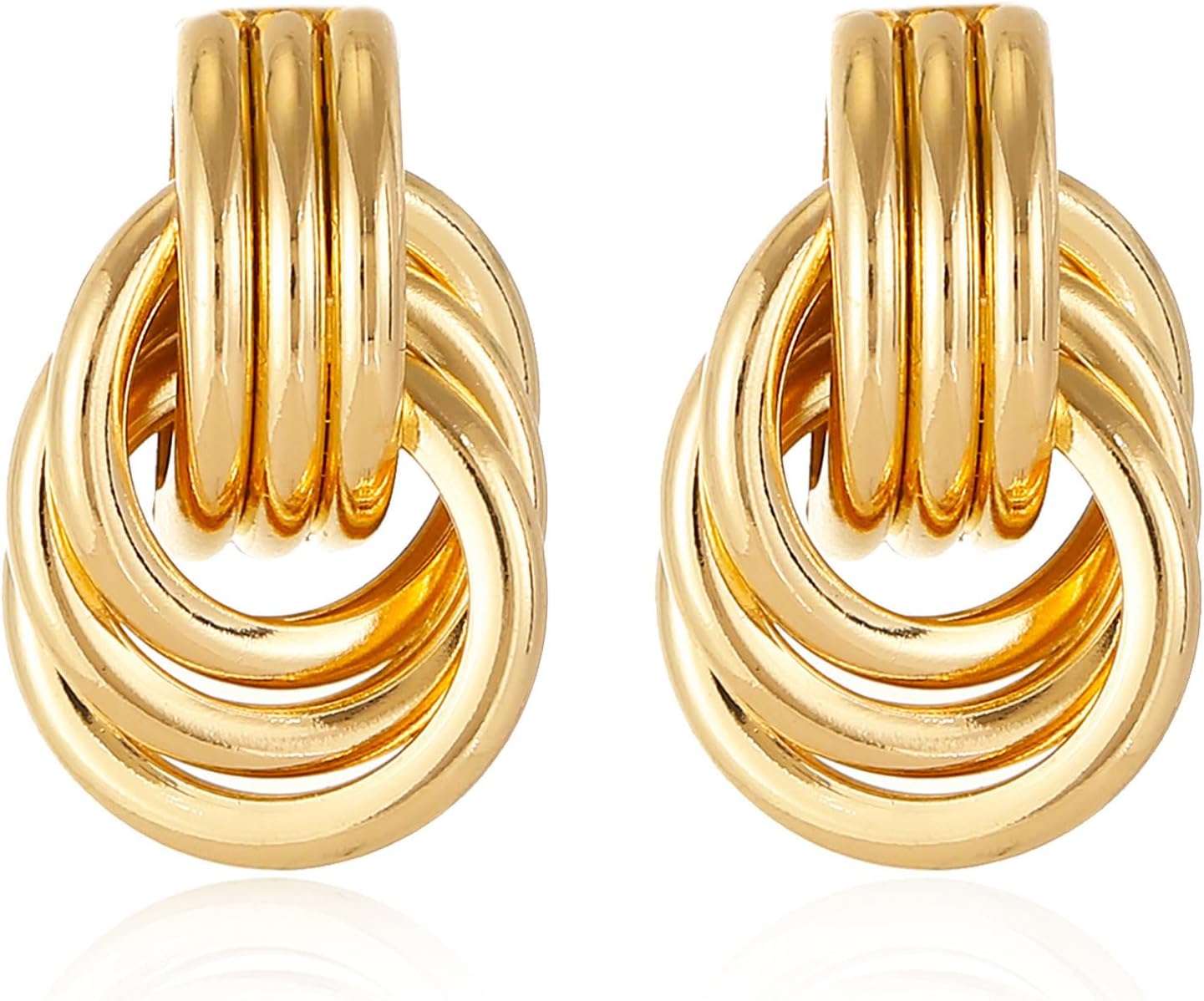 14K Gold Plated Knot Earrings for Women Gold Silver Earrings Heart Link Drop Dangle Earring Chunky Golden Knotted Statement Jewelry