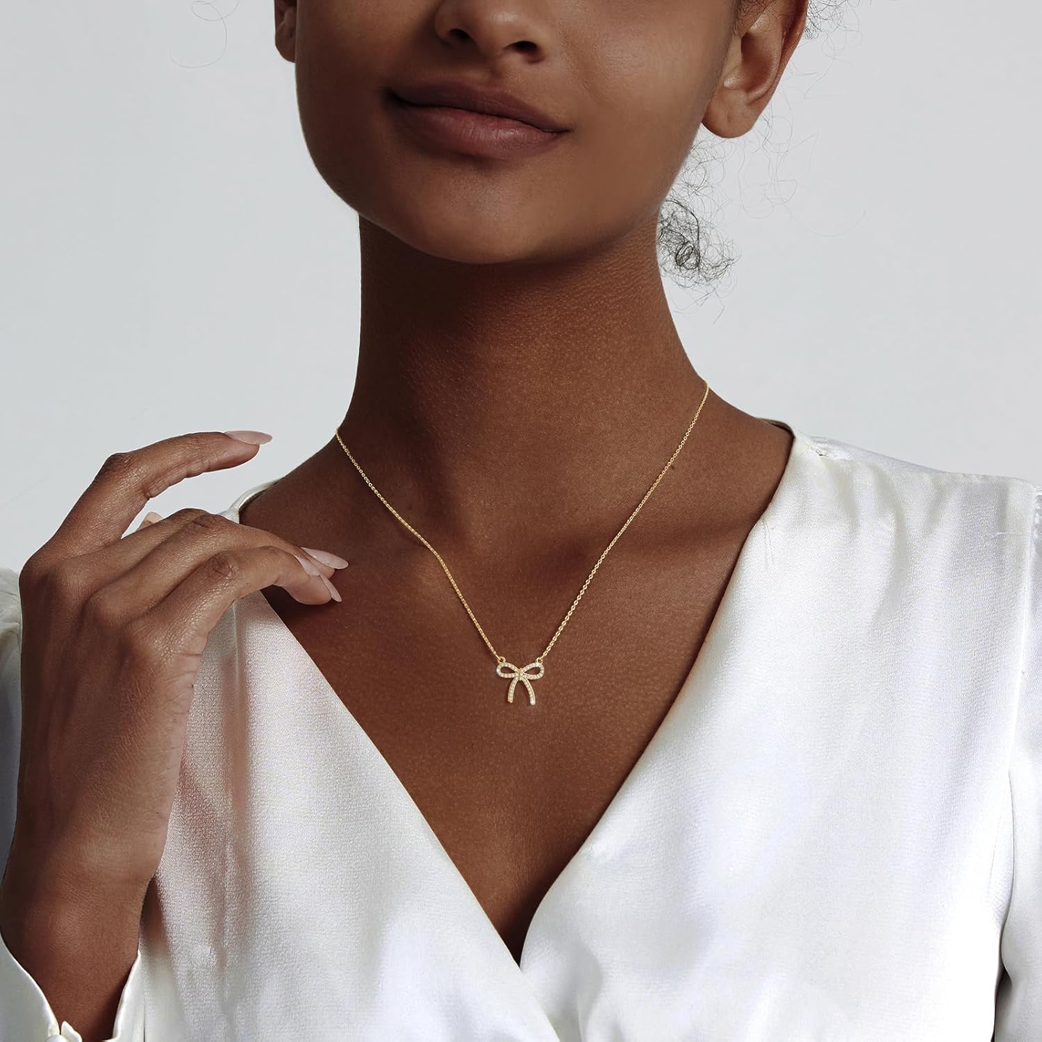 Diamond Pendant Gold Necklace for Women,Dainty 18k Gold Plated Choker Necklaces Simple Gold Jewelry Gifts for Women Girls - Image 2