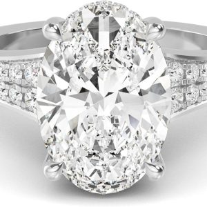 Houston Diamond District Oval Shape LAB GROWN Diamond Vintage Engagement Ring Wedding Ring for Women (Color D-E Clarity VS1-VS2)